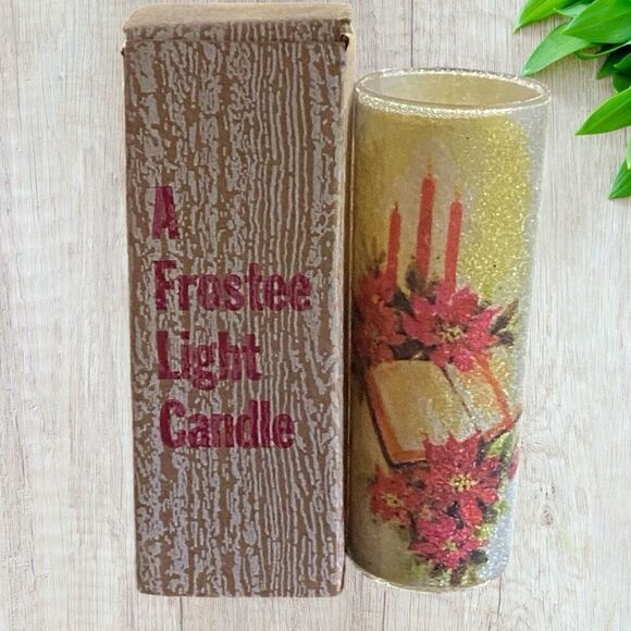 Frostee Light Sugar Candle Poinsettia Warner Press In Box - Picture 1 of 8